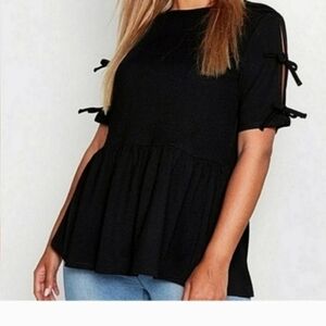 Boohoo Tie Sleeves Detail Smock Top 24